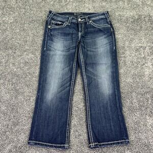 Silver Jeans Womens 29 Blue Aiko Capri Denim Medium Wash Casual City Pockets